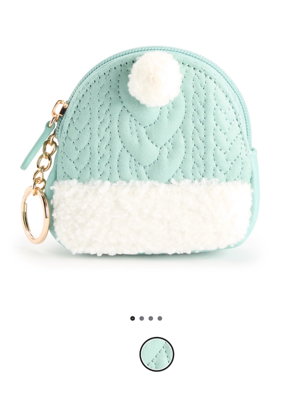 LC Lauren Conrad Mint Beanie Wristlet Pouch with White Pom